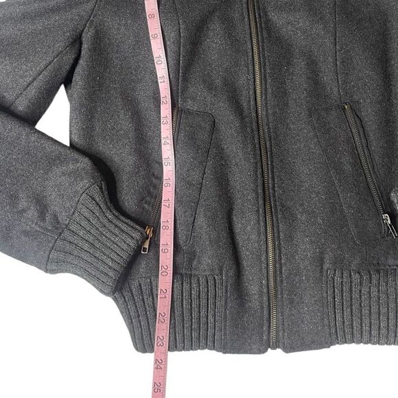 Express Charcoal Gray Wool Blend Bomber Jacket Size Large - Picture 15 of 15